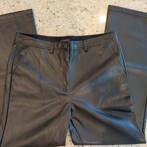 Halogen Faux Leather Pants Size 10 Black Straight Leg Chic